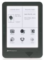 Libro electrónico Phoenix ereader 6" WIFI touch-panel front light tinta electronica e-ink 4GB 512RAM micro USB auriculares boton negro