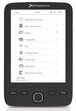 Libro electronico ebook Phoenix ereader 6" tinta electronica e-ink front light 4GB 512RAM micro USB auriculares boton negro